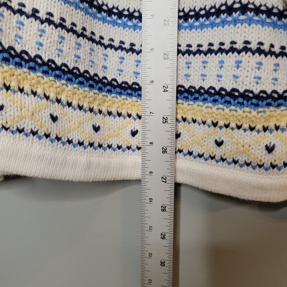 Appleseed's Sweater Women's Size XL 100% Cotton Yellow Blue Striped GrandmaCore‎ - Picture 9 of 11